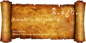 Korsós Árpád névjegykártya