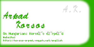 arpad korsos business card